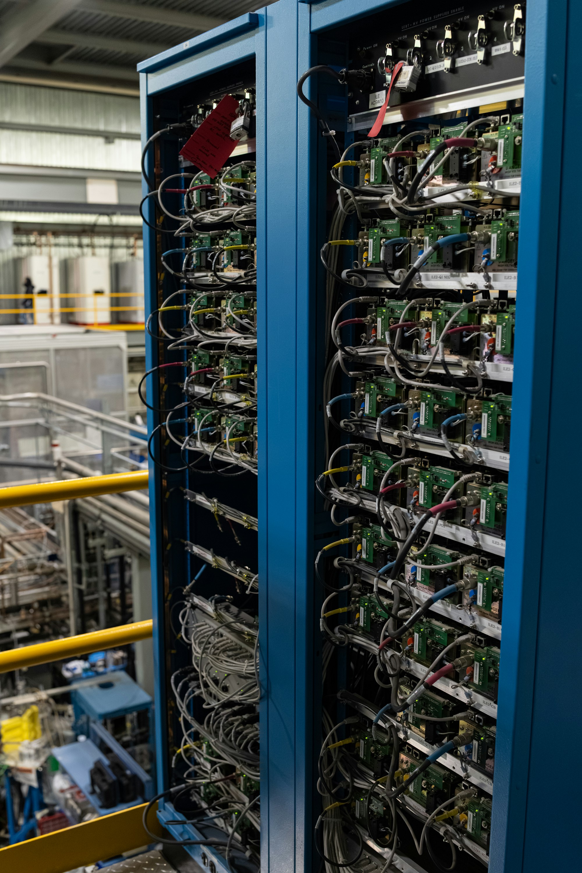 Dense computing infrastructure and cabling inside a research facility